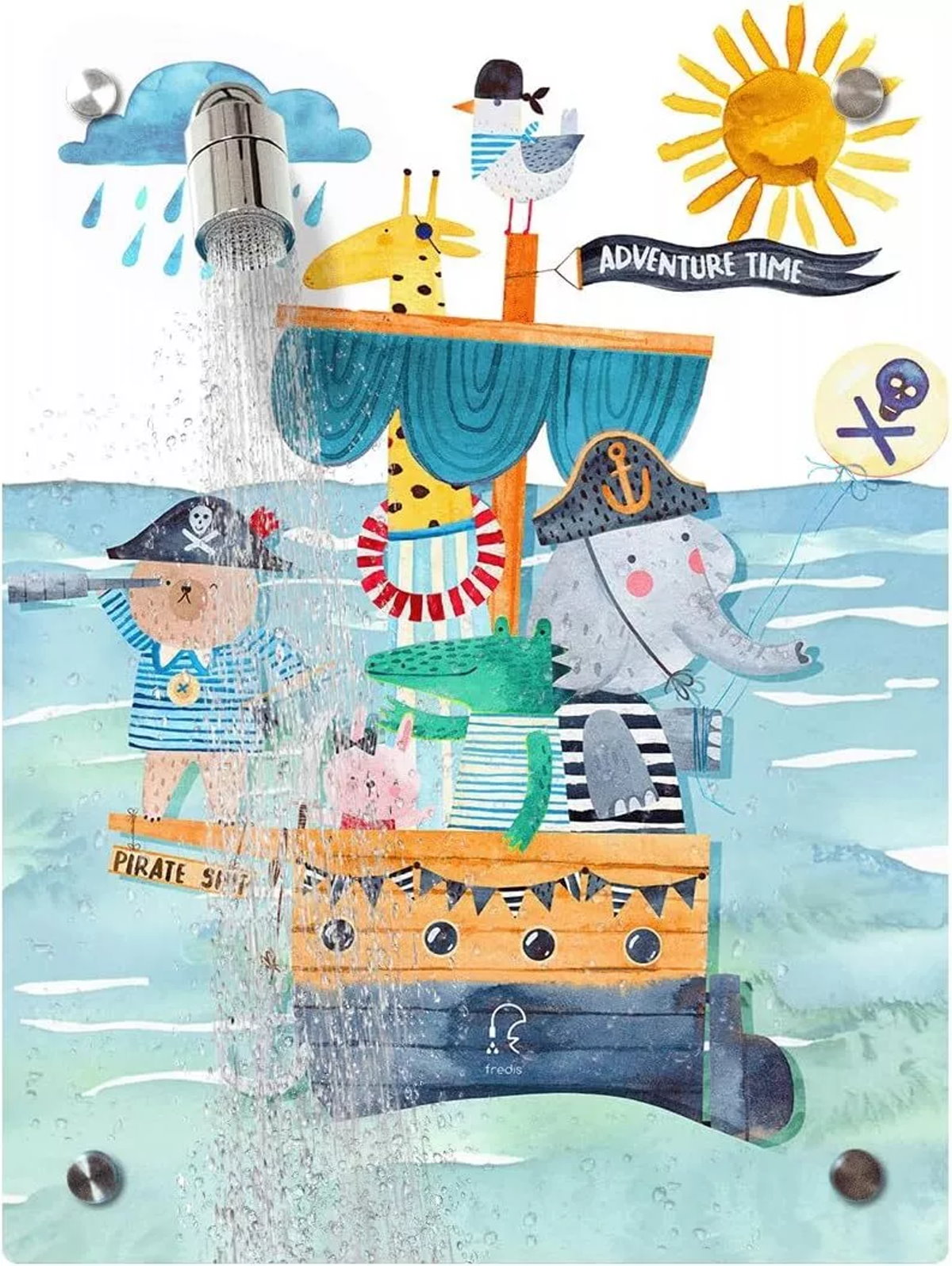 fredis Kinderdusche Piratenschiff mit Duschkopf Kinder Dusche Pirat ohne Bohren