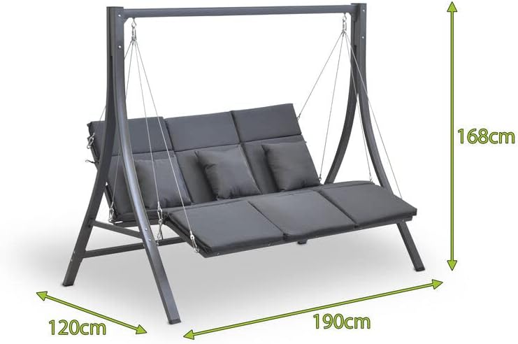 Leco Hollywoodschaukel 3 Pers. Gartenschaukel Garten Schaukel Schaukelbank grau
