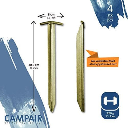 CAMPAIR T-Profil Zelt-Heringe 4er Set Heringe Camping Outddor Zeltheringe