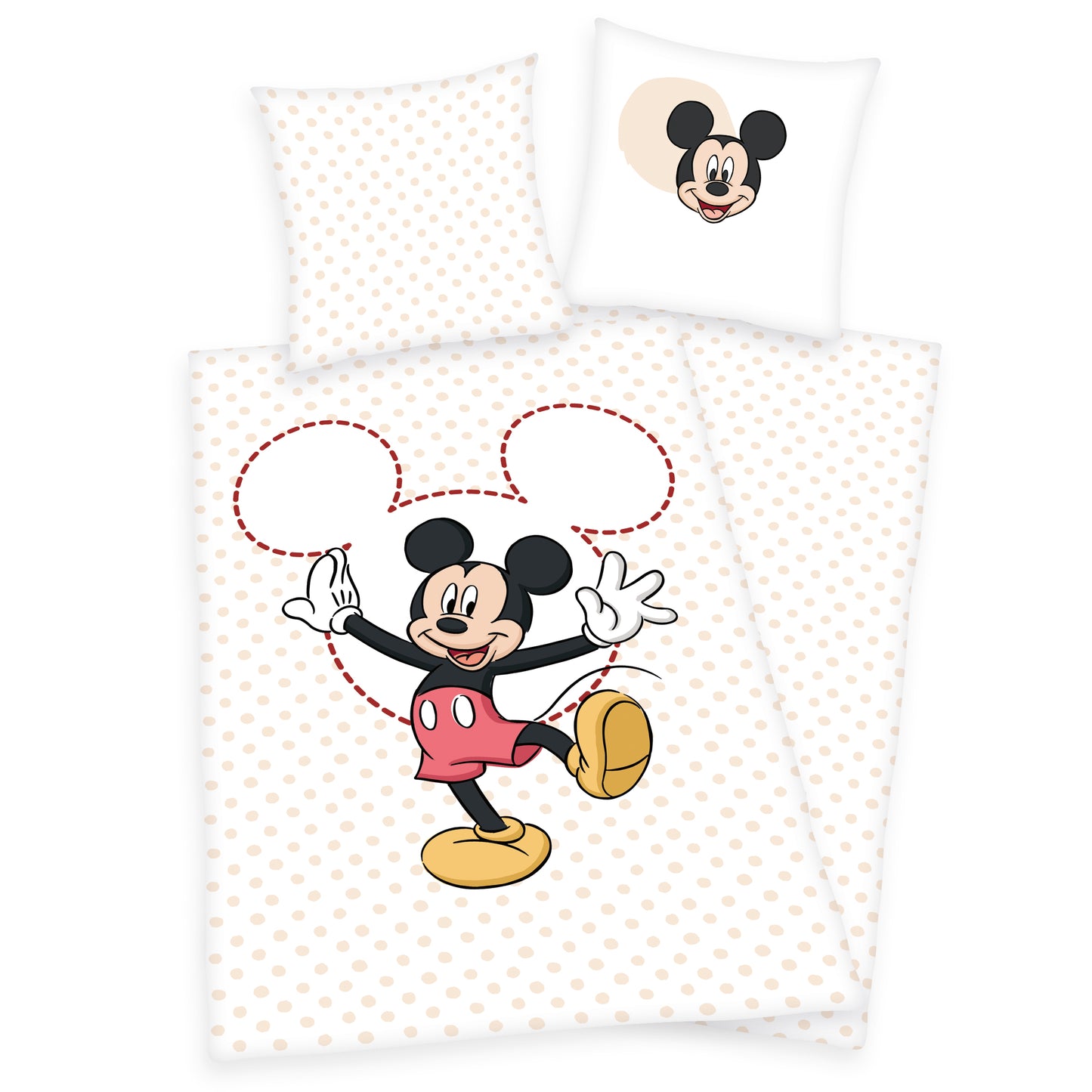 2tlg Disney Mickey Mouse Bettwäsche 135x200cm 100% Baumwolle Set Maus weiss