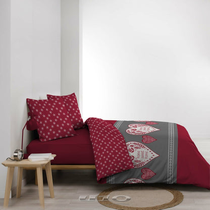 3tlg Flanell Mikrofaser Bettwäsche 240x220cm rot Liebe Herz Übergröße King Size