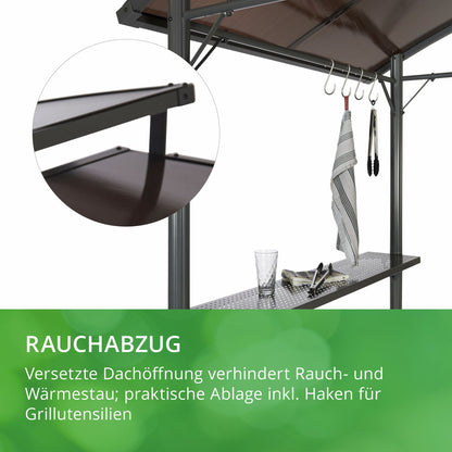 Leco Profi Grillpavillon Pavillon Garten Terrasse Grill Überdachung mit Ablagen