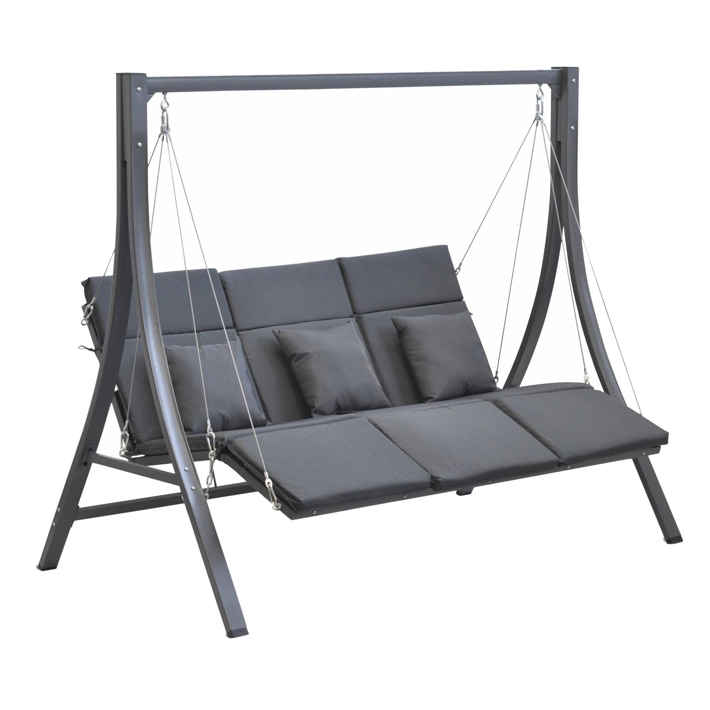 Leco Hollywoodschaukel 3 Pers. Gartenschaukel Garten Schaukel Schaukelbank grau