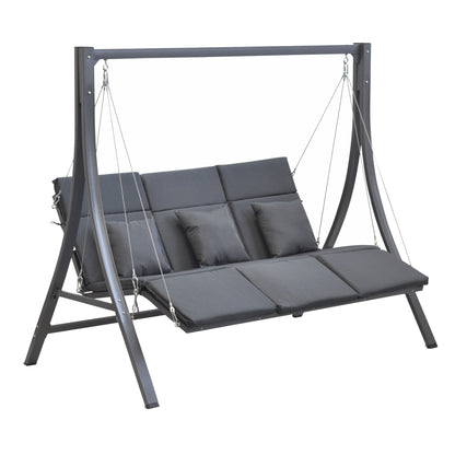 Leco Hollywoodschaukel 3 Pers. Gartenschaukel Garten Schaukel Schaukelbank grau