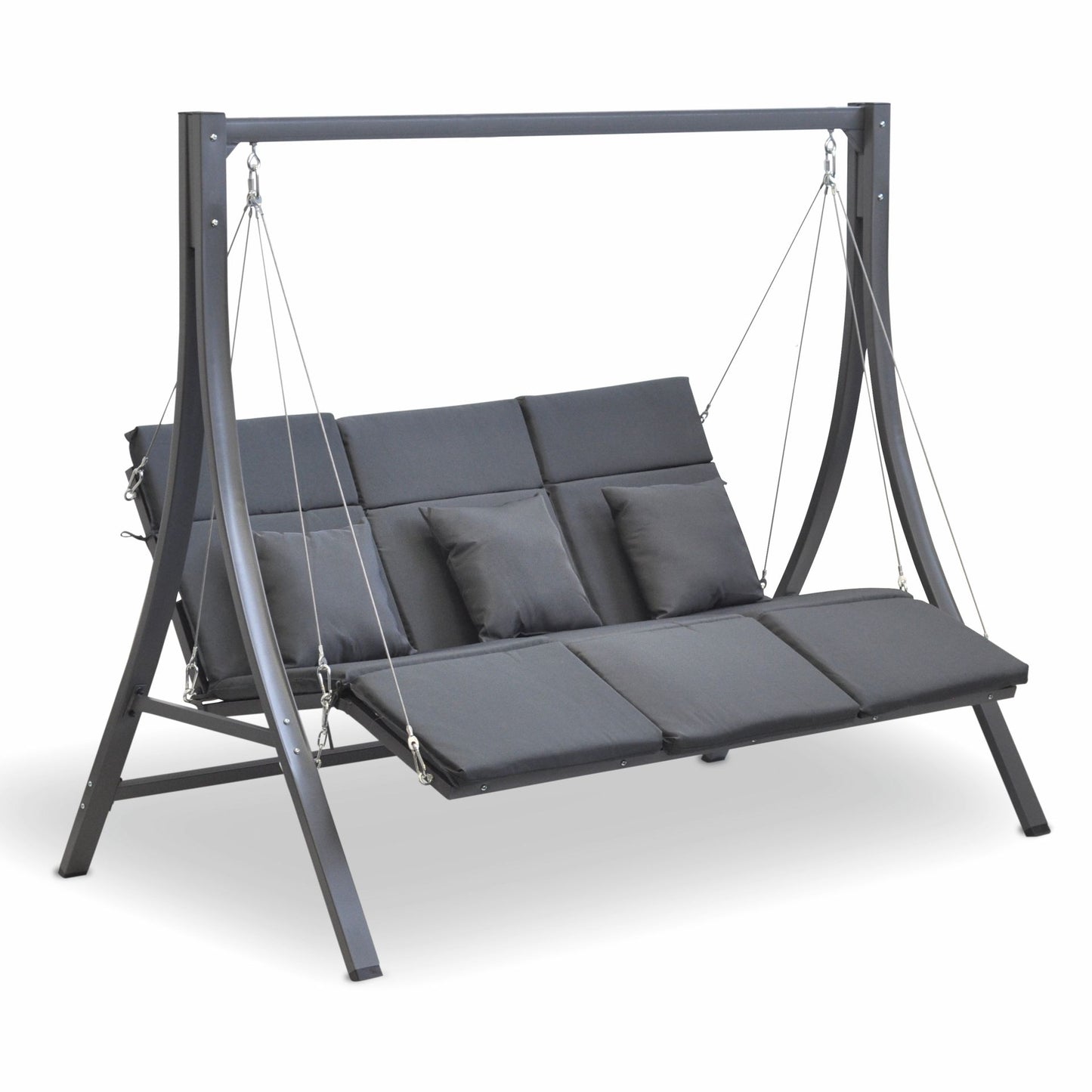 Leco Hollywoodschaukel 3 Pers. Gartenschaukel Garten Schaukel Schaukelbank grau