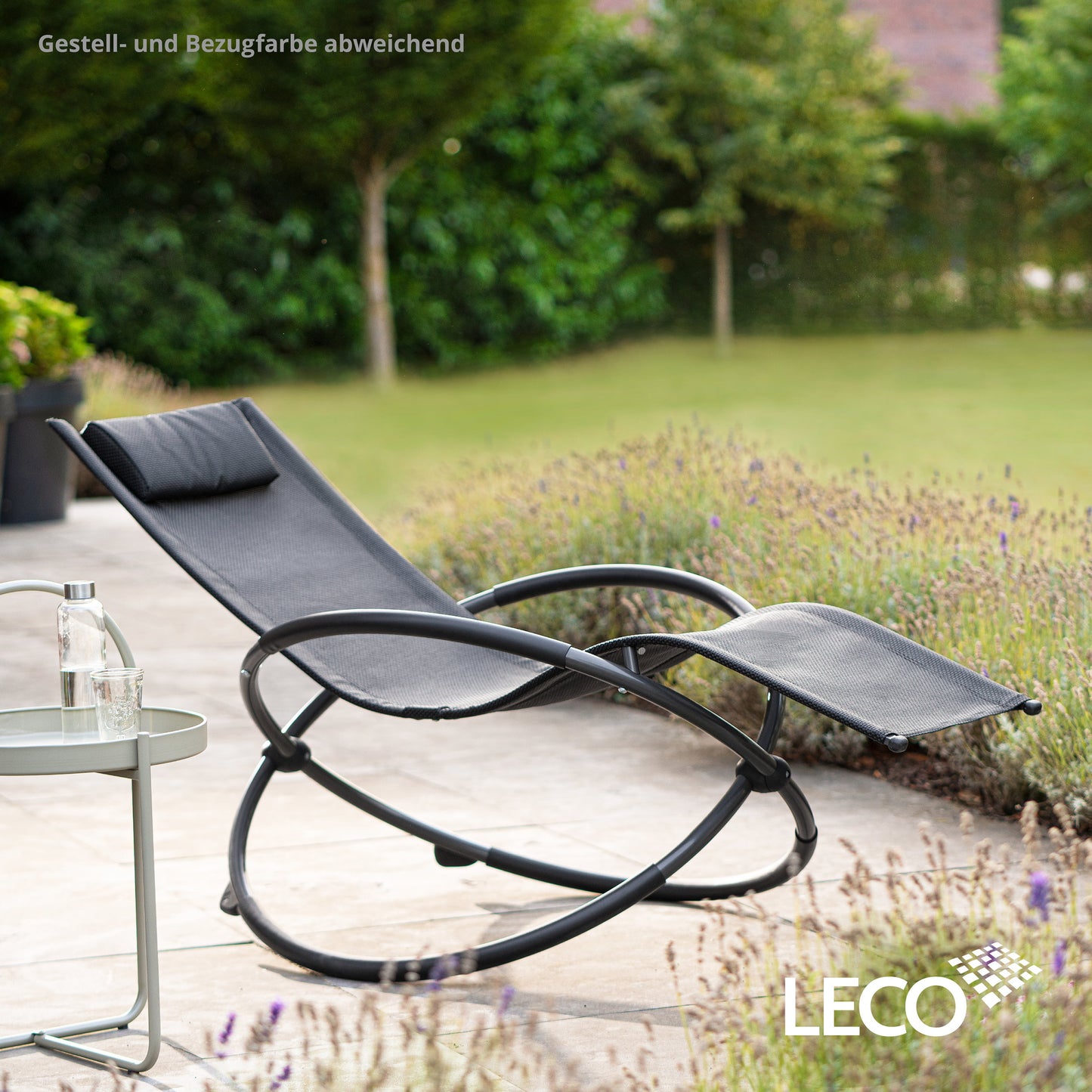 Leco Schaukelstuhl grau Sonnenliege Gartenstuhl Gartenliege Garten Stuhl Liege