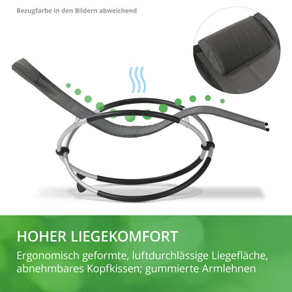 Leco Schaukelstuhl grau Sonnenliege Gartenstuhl Gartenliege Garten Stuhl Liege