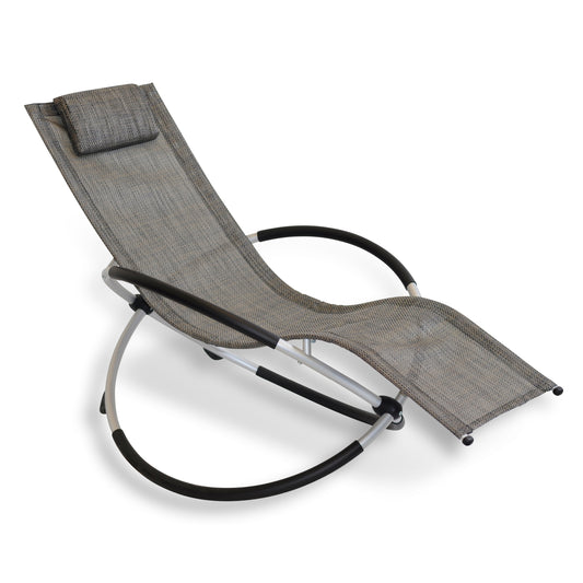 Leco Schaukelstuhl grau Sonnenliege Gartenstuhl Gartenliege Garten Stuhl Liege