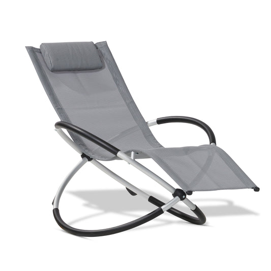 Leco Schaukelstuhl grau Sonnenliege Gartenstuhl Gartenliege Garten Stuhl Liege