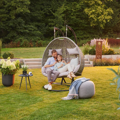 Korb Hängesessel Duetto mit Gestell + Kissen Hängestuhl Lounge Hängekorb Sessel