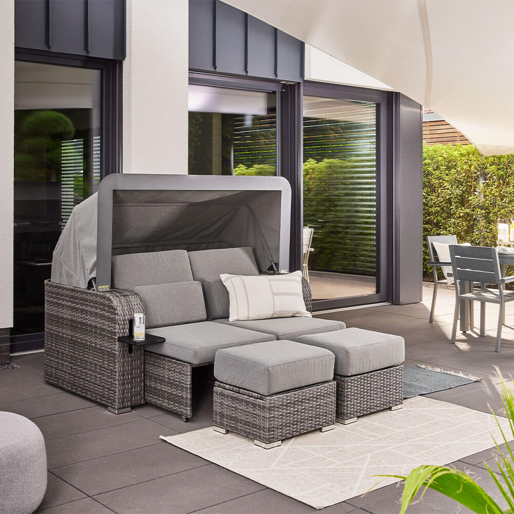 Strandkorb Relaxa Sonnenliege Gartenliege Gartenmöbel Liege Sofa Lounge grau