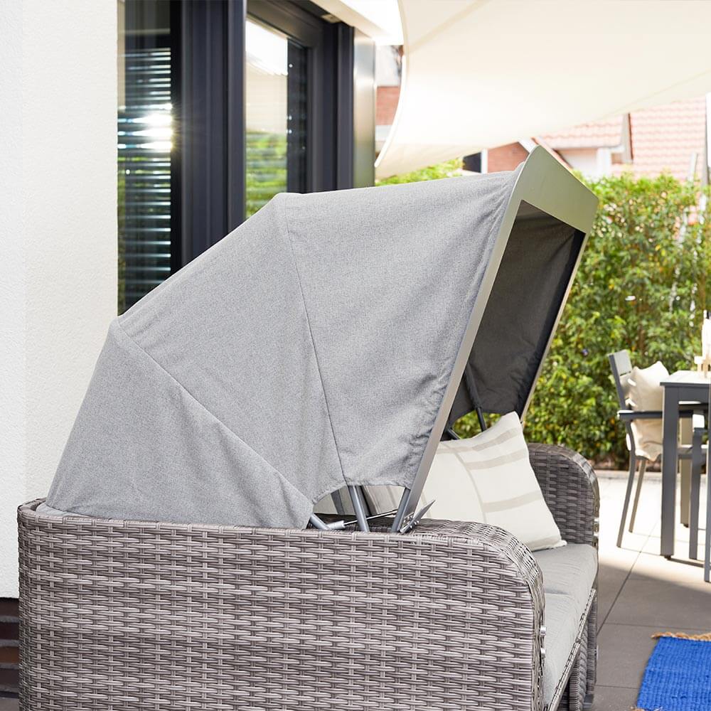 Strandkorb Relaxa Sonnenliege Gartenliege Gartenmöbel Liege Sofa Lounge grau