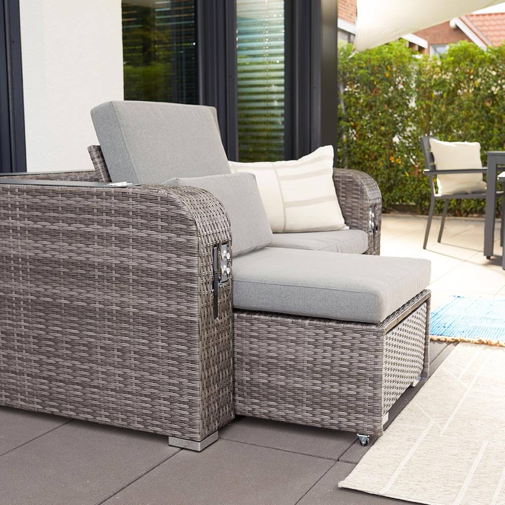 Strandkorb Relaxa Sonnenliege Gartenliege Gartenmöbel Liege Sofa Lounge grau