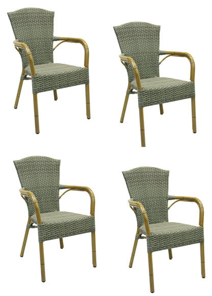 4x KONWAY® COLOMBO Stapelsessel Quarz Premium Polyrattan Garten Sessel Stuhl Set
