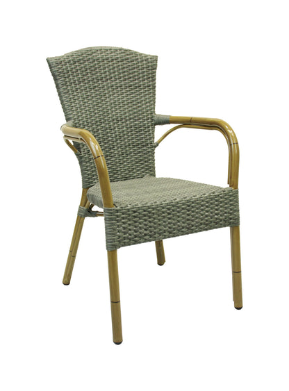 4x KONWAY® COLOMBO Stapelsessel Quarz Premium Polyrattan Garten Sessel Stuhl Set