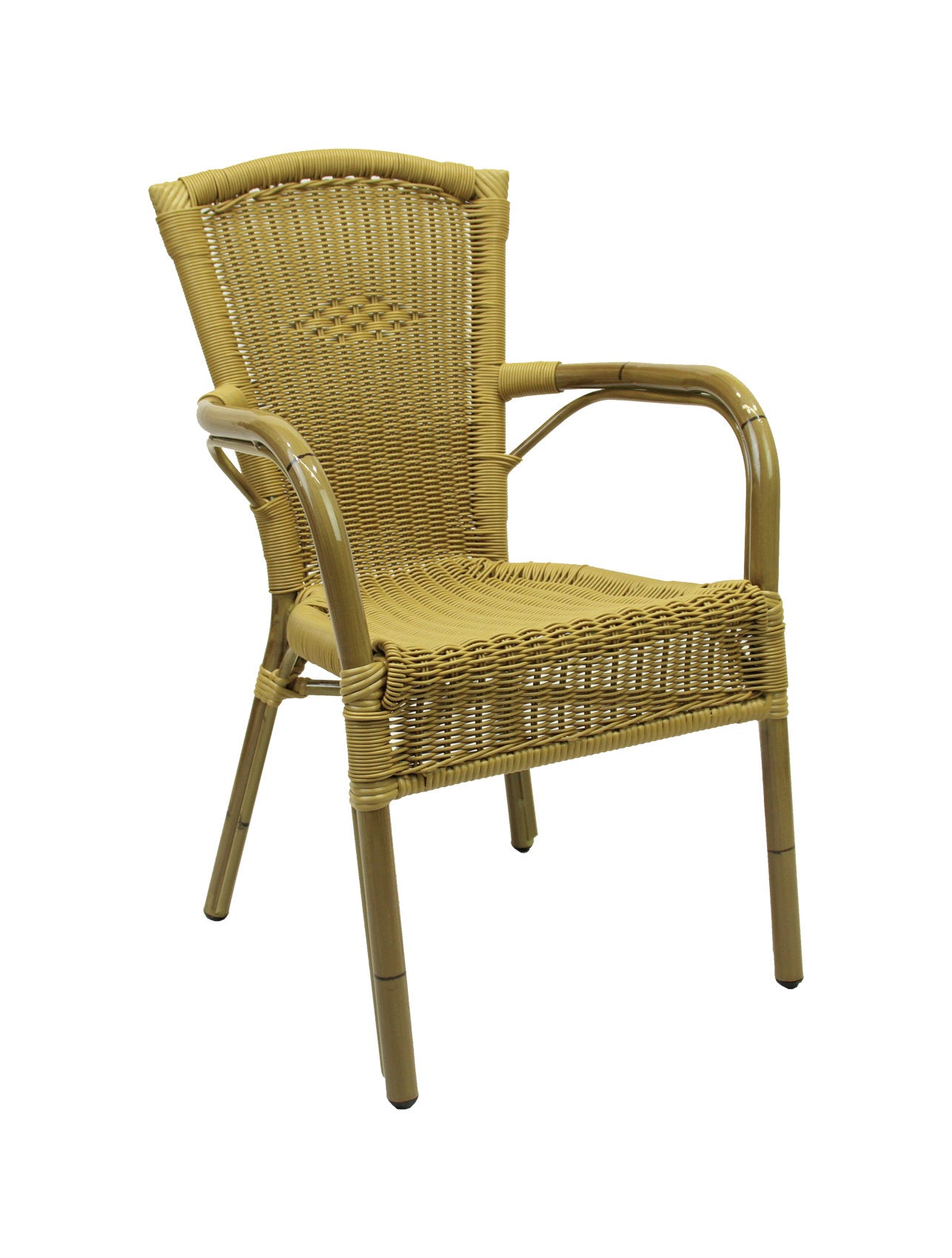 4x KONWAY® COLOMBO Stapelsessel Honig Premium Polyrattan Garten Sessel Stuhl Set