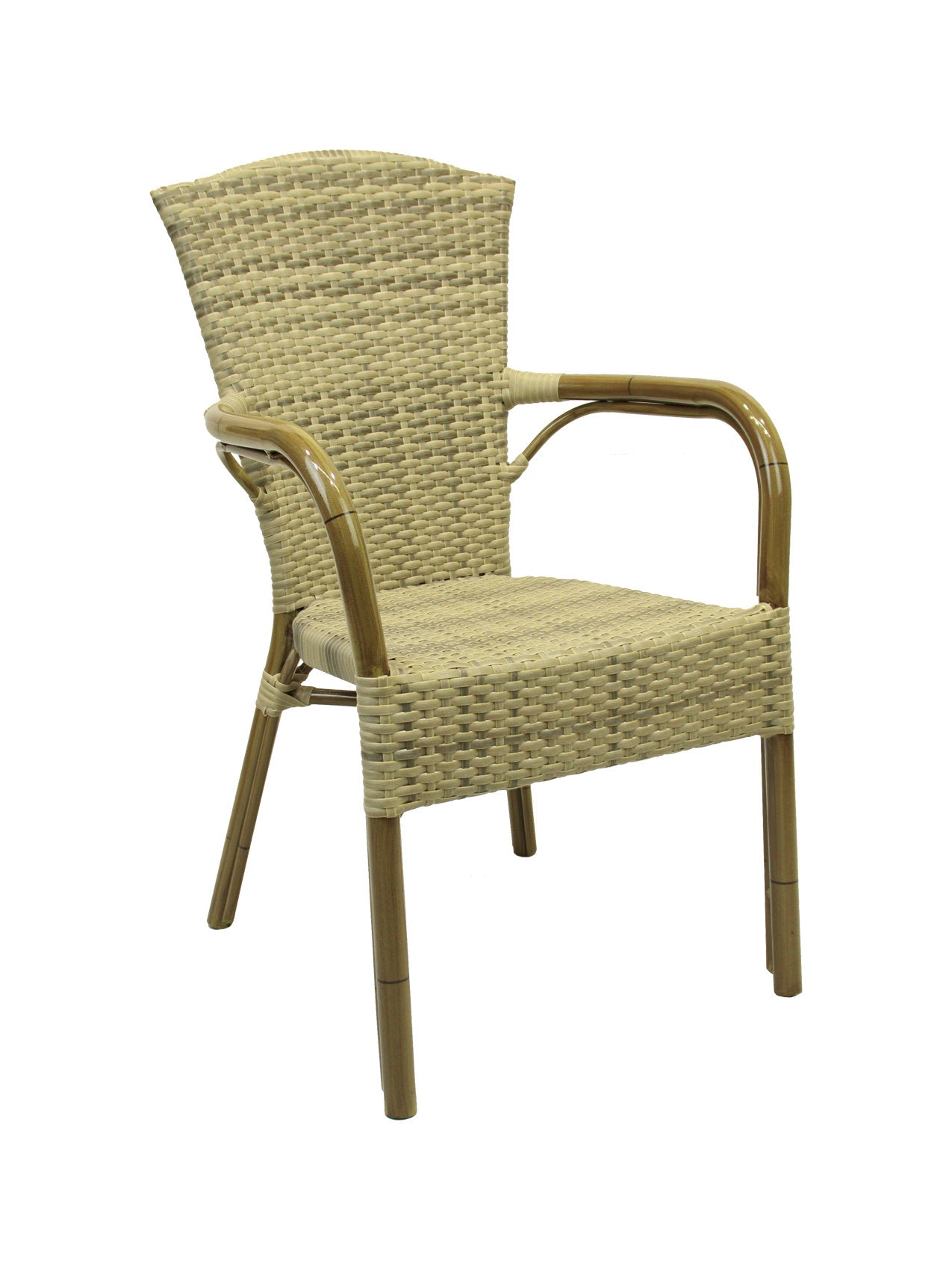 4x KONWAY® COLOMBO Stapelsessel Elfenbein Polyrattan Garten Sessel Stuhl Set