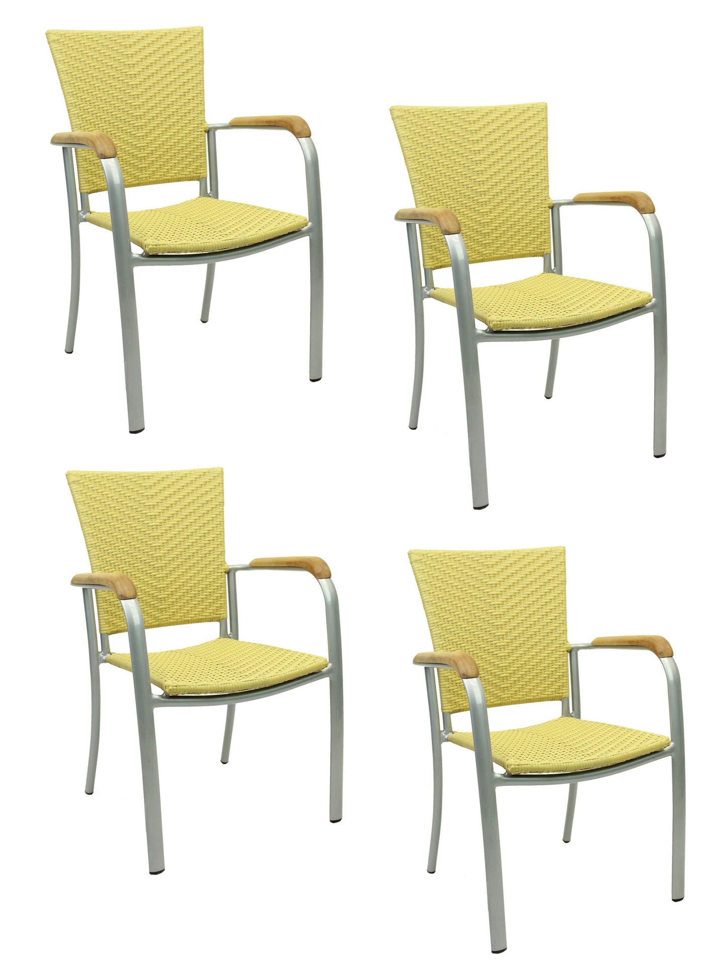 4x KONWAY® ARUBA Stapelsessel Honig Premium Polyrattan Garten Sessel Stuhl Set