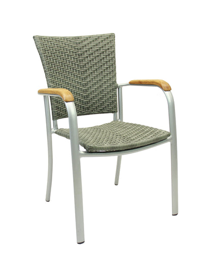 4x KONWAY® ARUBA Stapelsessel Quarz Premium Polyrattan Garten Sessel Stuhl Set