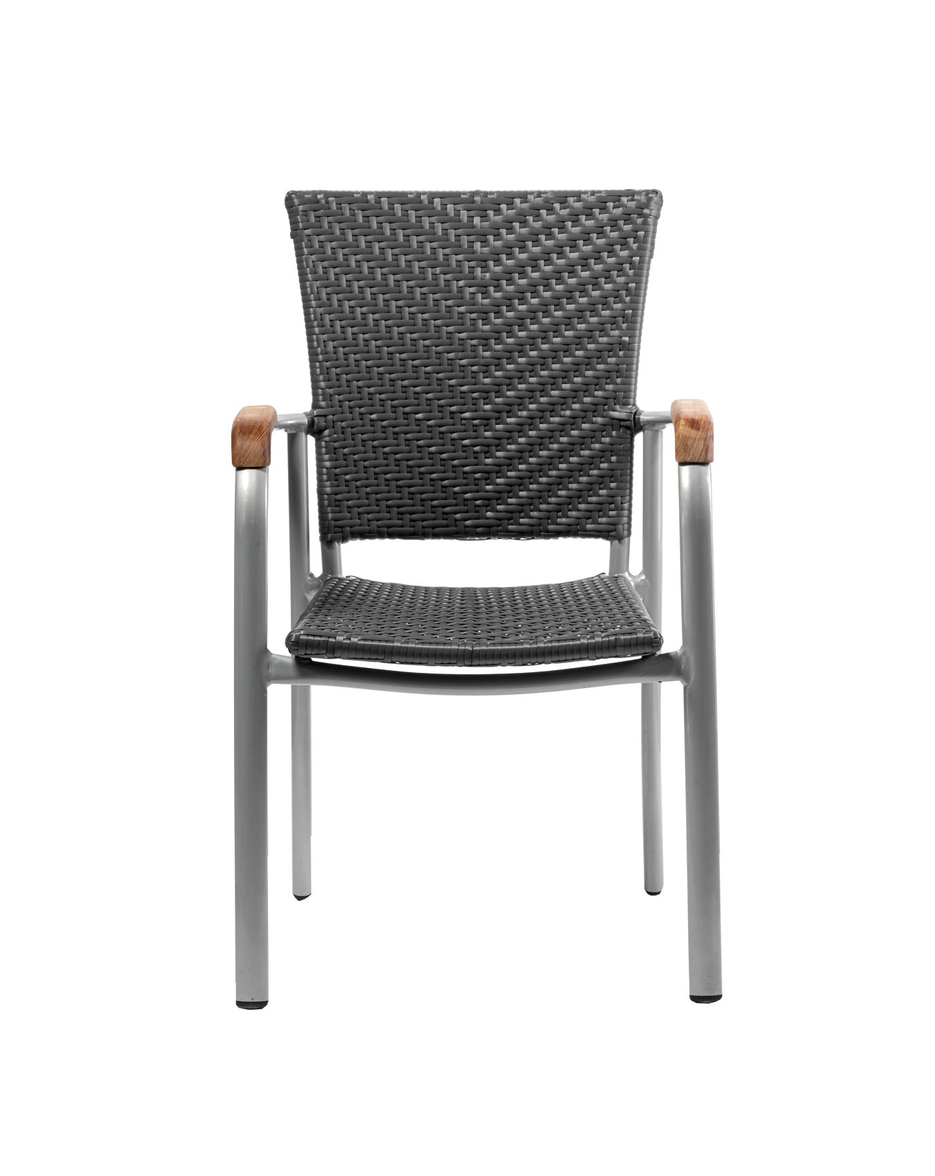 4x KONWAY® ARUBA Stapelsessel Schiefergrau Polyrattan Garten Sessel Stuhl Set