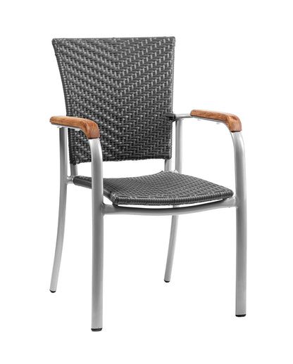 4x KONWAY® ARUBA Stapelsessel Schiefergrau Polyrattan Garten Sessel Stuhl Set