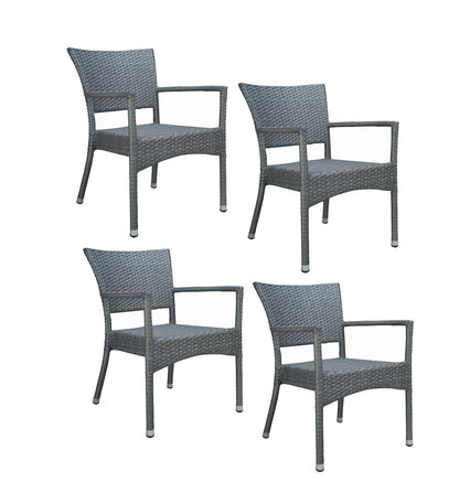 4x KONWAY® ROM Stapelsessel Quarz Premium Polyrattan Garten Sessel Stuhl Set