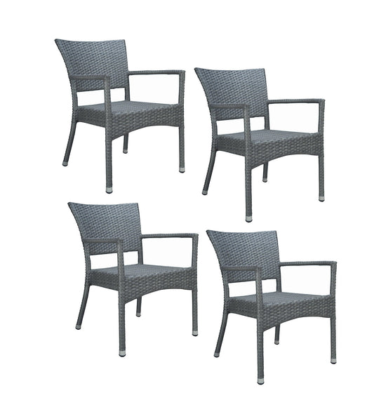 4x KONWAY® ROM Stapelsessel Quarz Premium Polyrattan Garten Sessel Stuhl Set