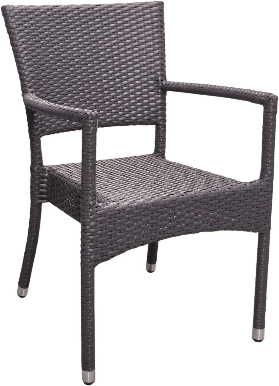 4x KONWAY® ROM Stapelsessel Schiefergrau Polyrattan Garten Sessel Stuhl Set grau