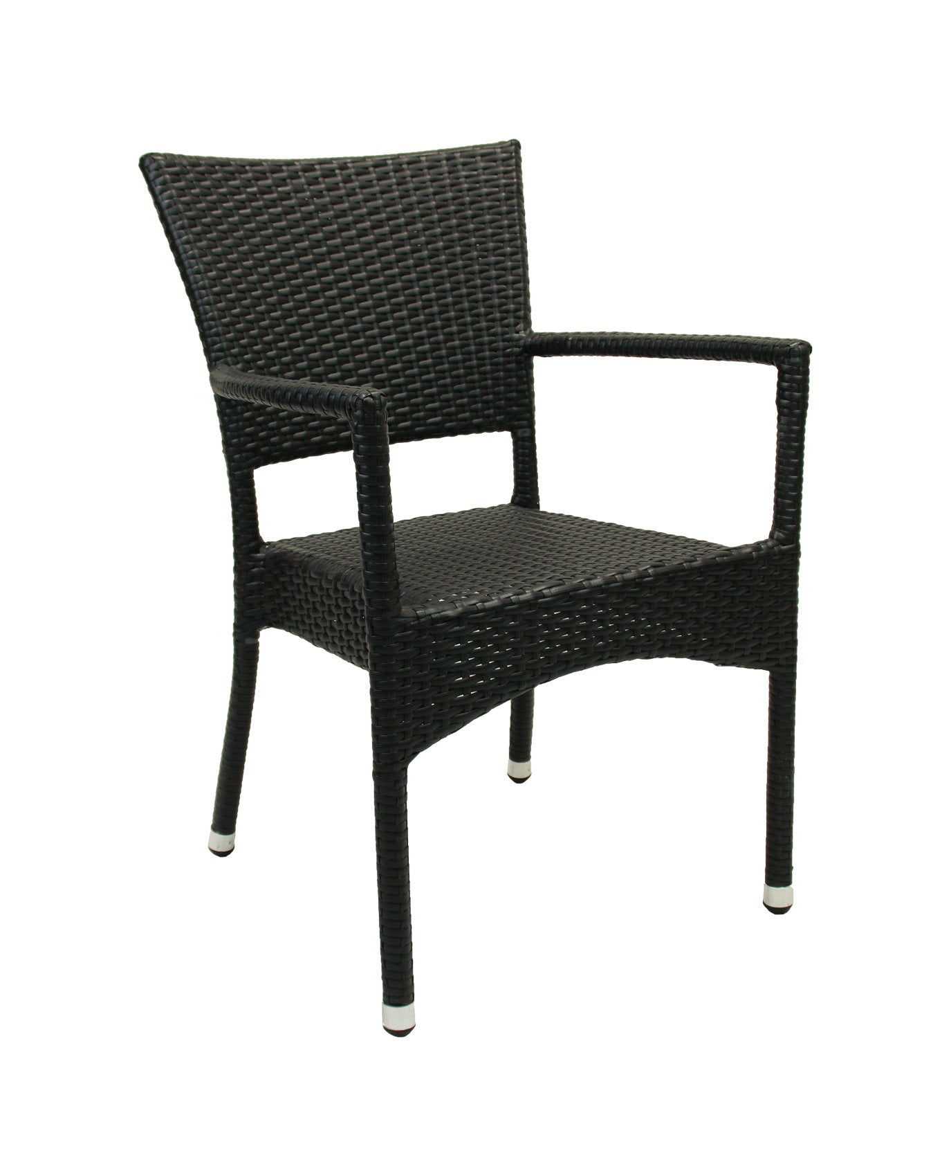 4x KONWAY® ROM Stapelsessel Schwarz Premium Polyrattan Garten Sessel Stuhl Set