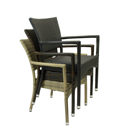 4x KONWAY® ROM Stapelsessel Mokka Premium Polyrattan Garten Sessel Stuhl Set