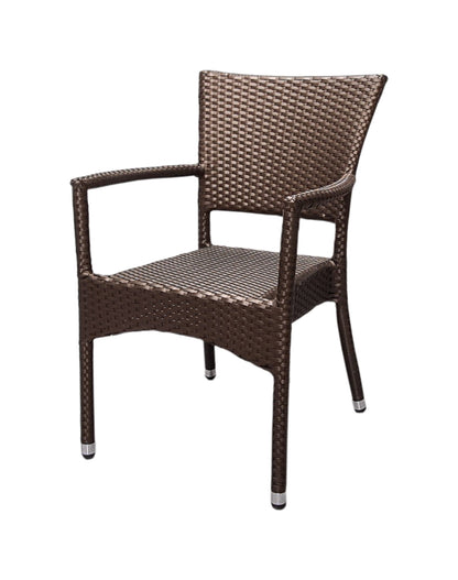 4x KONWAY® ROM Stapelsessel Mokka Premium Polyrattan Garten Sessel Stuhl Set