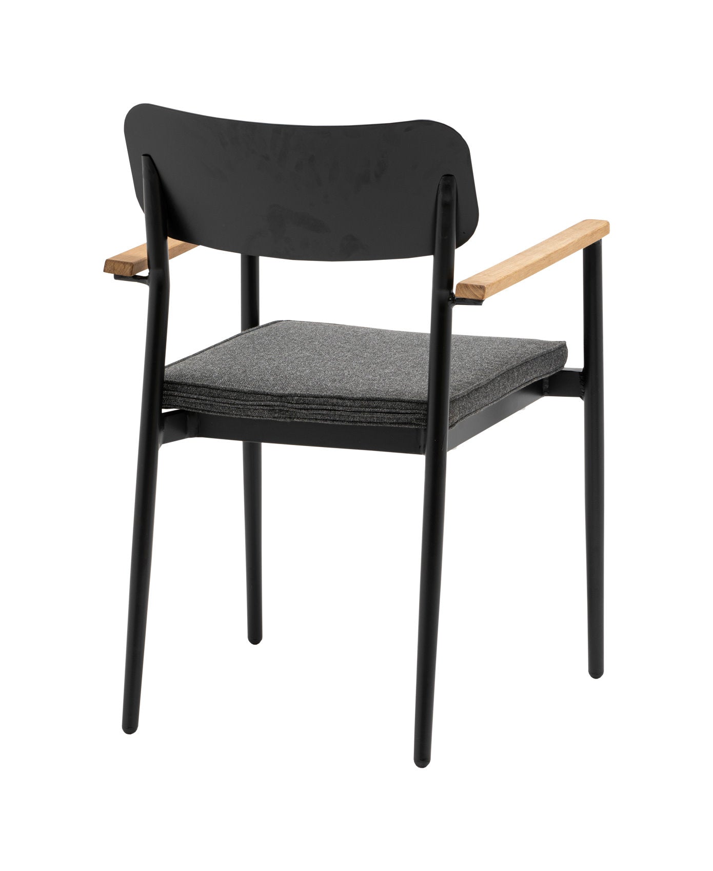 4x KONWAY® DALLAS Stapelsessel Black Premium Polyrattan Garten Sessel Stuhl Set