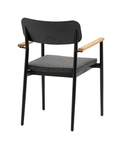 4x KONWAY® DALLAS Stapelsessel Black Premium Polyrattan Garten Sessel Stuhl Set