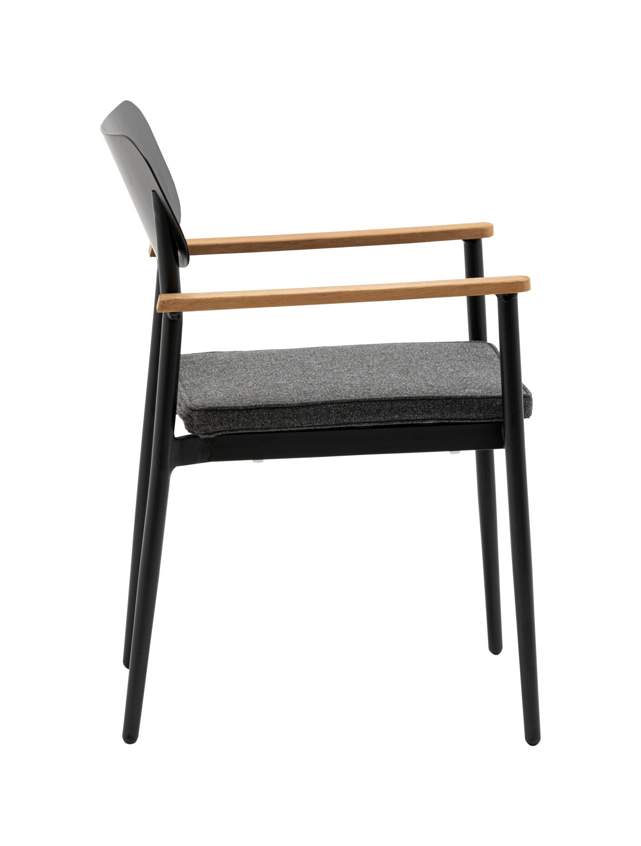 4x KONWAY® DALLAS Stapelsessel Black Premium Polyrattan Garten Sessel Stuhl Set