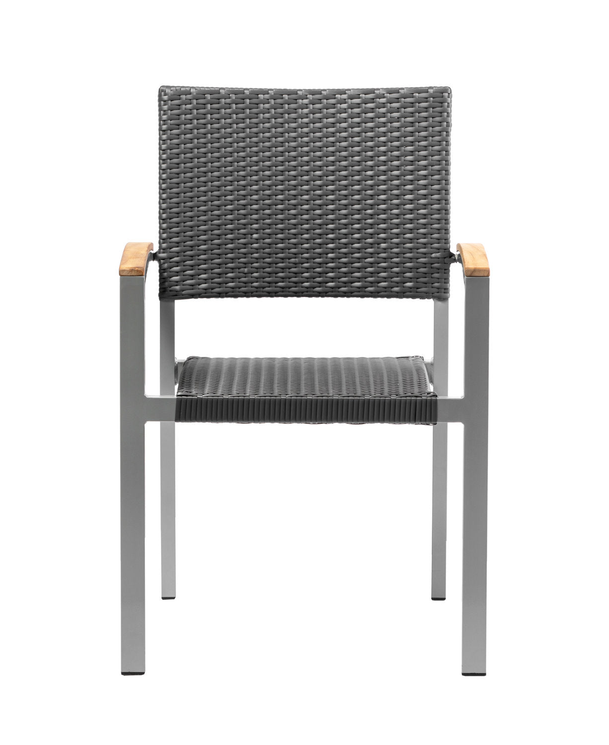 4x KONWAY® BORNEO Stapelsessel Schiefergrau Polyrattan Garten Sessel Stuhl Set