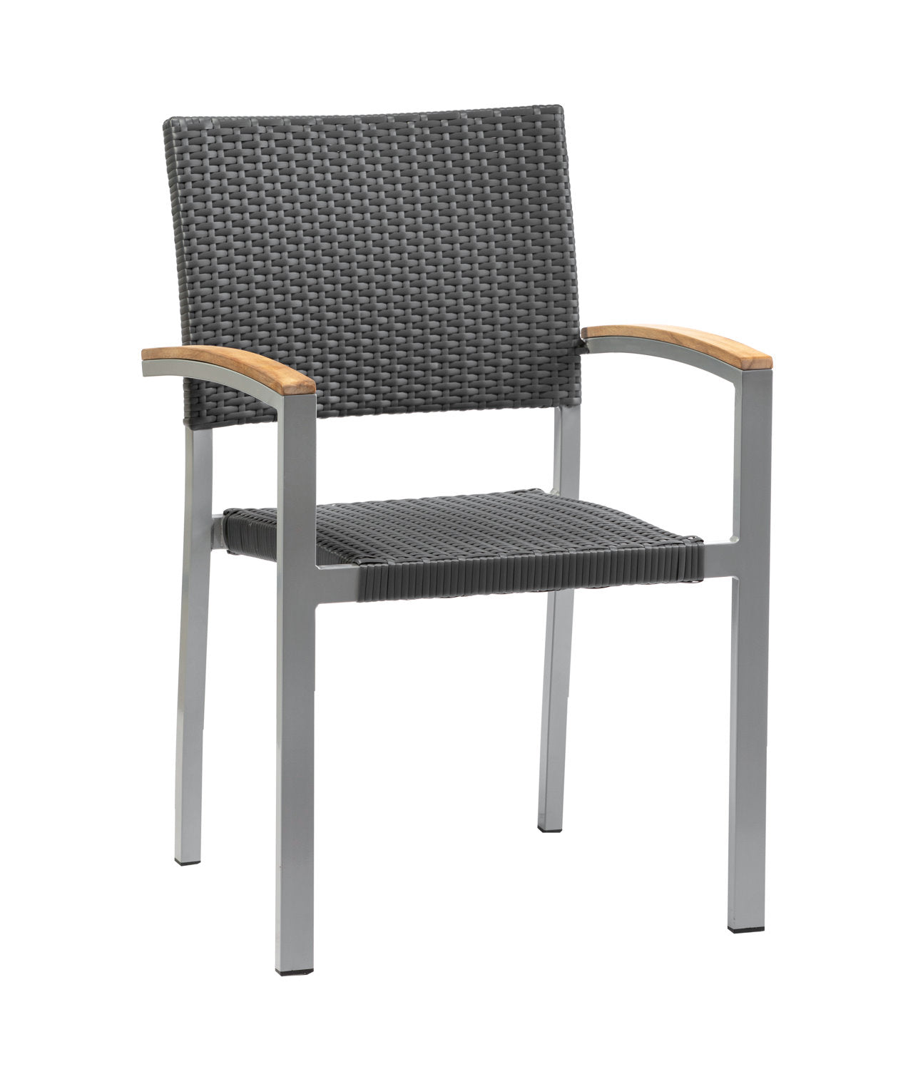 4x KONWAY® BORNEO Stapelsessel Schiefergrau Polyrattan Garten Sessel Stuhl Set