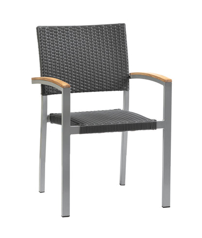 4x KONWAY® BORNEO Stapelsessel Schiefergrau Polyrattan Garten Sessel Stuhl Set