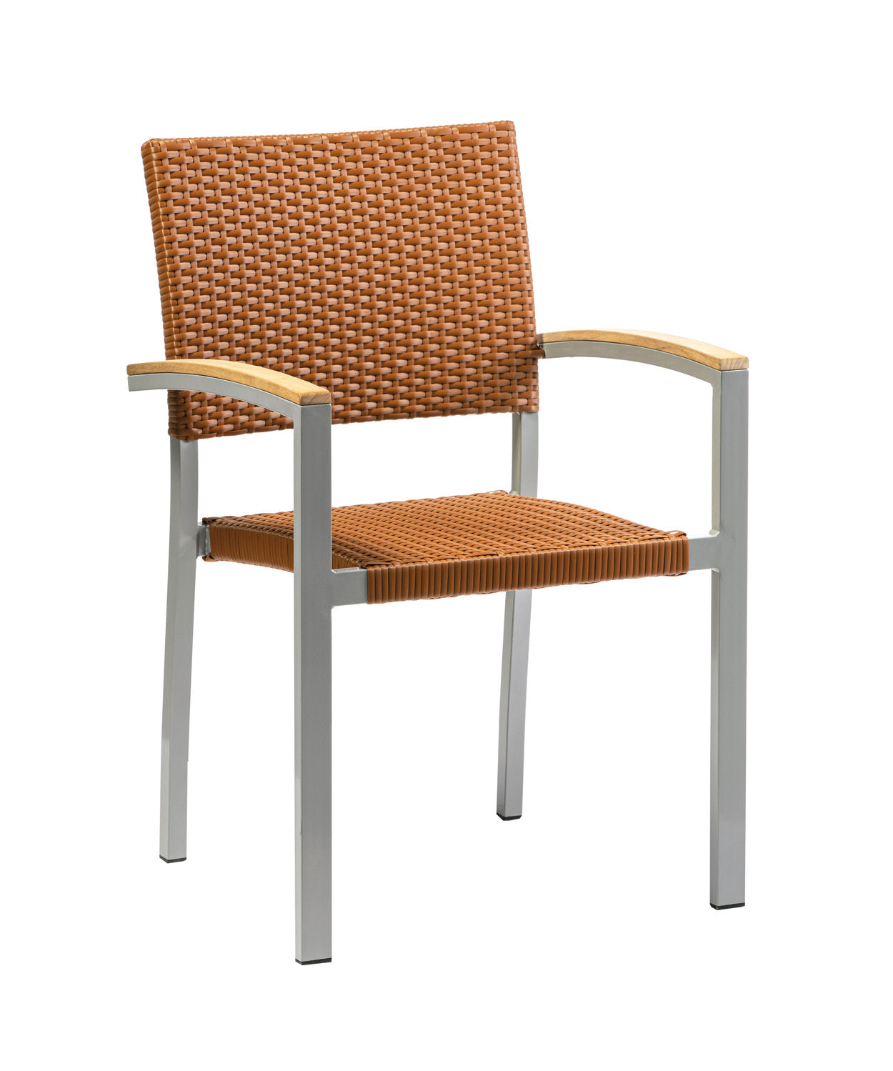 4x KONWAY® BORNEO Stapelsessel Braun Premium Polyrattan Garten Sessel Stuhl Set