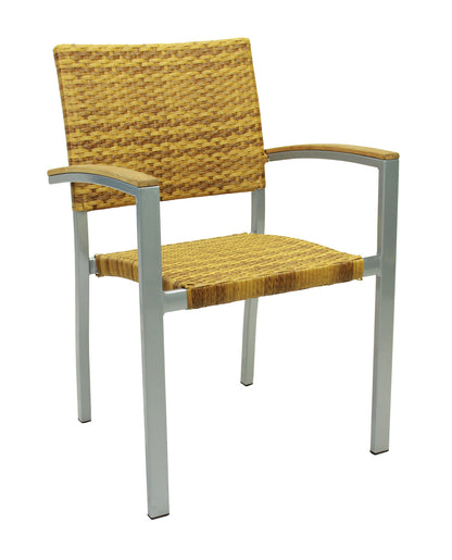 4x KONWAY® BORNEO Stapelsessel Tabaco Premium Polyrattan Garten Sessel Stuhl Set