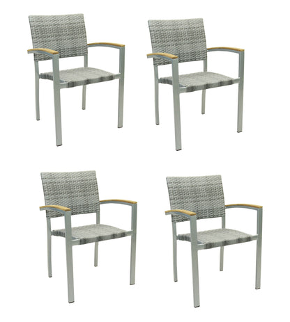 4x KONWAY® BORNEO Stapelsessel Granit Premium Polyrattan Garten Sessel Stuhl Set