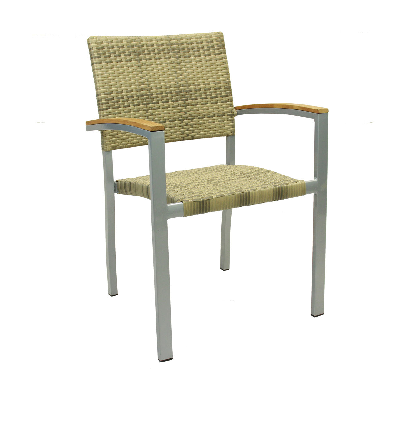 4x Konway BORNEO Stapelsessel Elfenbein Polyrattan Garten Sessel Stuhl Set beige
