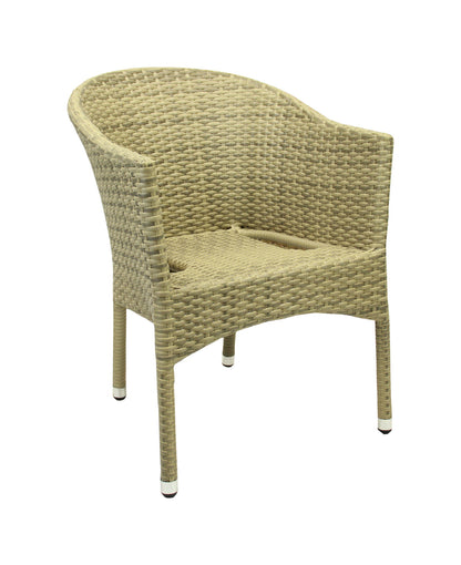 4x KONWAY® LUGANO Stapelsessel Elfenbein + Kissen Polyrattan Garten Sessel Set