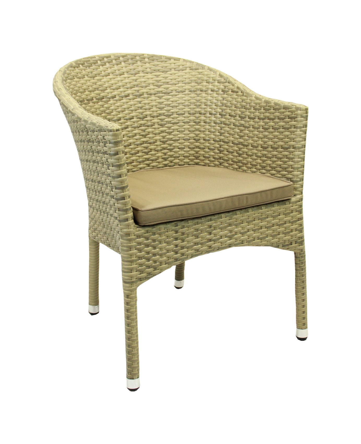 4x KONWAY® LUGANO Stapelsessel Elfenbein + Kissen Polyrattan Garten Sessel Set
