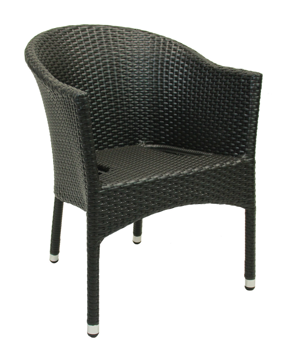 4x Konway LUGANO Stapelsessel Schwarz Kissen Polyrattan Garten Sessel Stühle Set