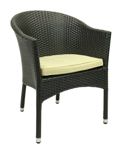 4x Konway LUGANO Stapelsessel Schwarz Kissen Polyrattan Garten Sessel Stühle Set