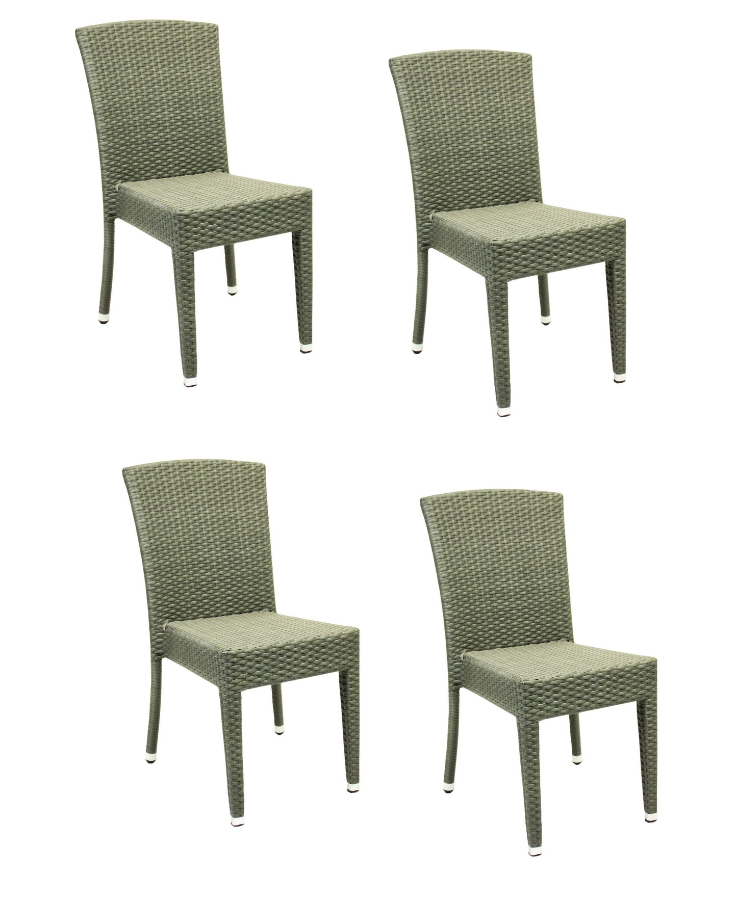 4x KONWAY® MAUI Stapelstuhl Quarz Polyrattan Garten Sessel Stuhl Set stapelbar