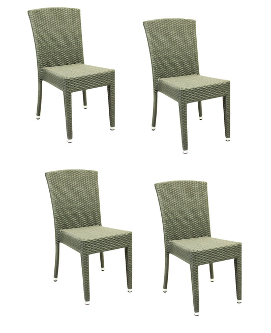 4x KONWAY® MAUI Stapelstuhl Quarz Polyrattan Garten Sessel Stuhl Set stapelbar