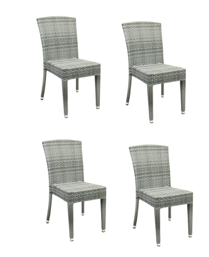 4x KONWAY® MAUI Stapelstuhl Granit Polyrattan Garten Sessel Stuhl Set stapelbar