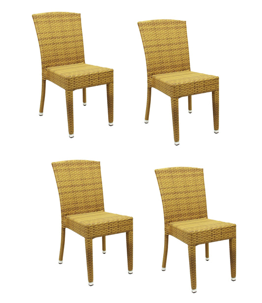 4x KONWAY® MAUI Stapelstuhl Tabaco Polyrattan Garten Sessel Stuhl Set stapelbar