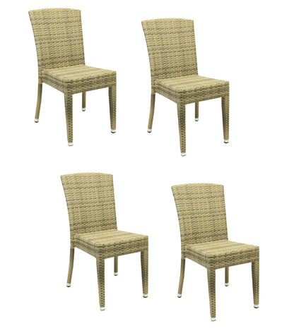 4x KONWAY® MAUI Stapelstuhl Elfenbein Polyrattan Garten Stühle Sessel stapelbar